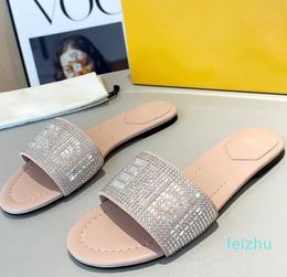 Famous Brand Signature Baguette Wide-band Sandals Embroidery Nude Black White Lady Beach Slide Flats Elegant Walking Slip On Slippers EU35-43