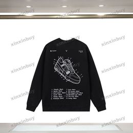 xinxinbuy Men women designer Sweatshirt Paris Shoes printing pattern sweater green Grey blue black white S-XL