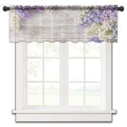 Curtain Lilac Purple Spring Wood Board Kitchen Small Tulle Sheer Short Bedroom Living Room Home Decor Voile Drapes