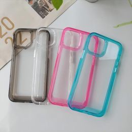 Shockproof Colorful Bumper Clear Phone Case Transparent Soft Acrylic Cover For iPhone 15 14 13 12 11 Pro XR X XS Max 8 7 Plus SE
