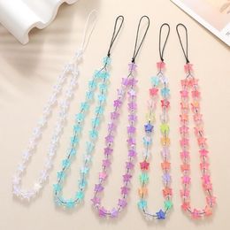 Charm Bracelets Acrylic Beaded Phone Chain Star Card Hanging Jewellery Cute Korea Pendant Lovely Coloful Anti-Lost Girl Gift