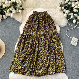 Skirts Korejepo Pastoral Floral Summer French Women High Waist Slim Bottoms Versatile Casual Style Mid Length Fairy Skirt