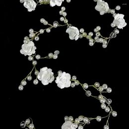 Hair Clips Extra Long Wedding Vine Beaded Headpiece With Pearls Rhinestones And Flowers Floral 19 Inches