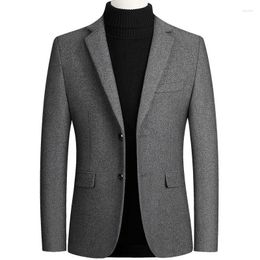 Men's Trench Coats Men Jackets Autumn And Winter Plush Thickened Wool Suit Jacket Black Woollen High-quality Short Coat