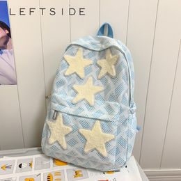 School Bags LEFTSIDE Stars Pattern Y2K Big Backpacks for Women Patchwork Student 2023 Korean Fashion Cute Brand Back Pack 230826