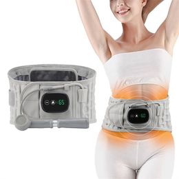 Other Massage Items Electric Vibrating Belt Inflatable Lumbar Waist Heating Grey Trainer Shaper Personal Health Care 230826