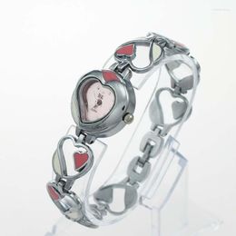 Wristwatches Cute Watches Heart Design Fashion Jewellery Bracelet Ladies Women Quartz Stainless Steel Wristwatch For Gifts O50