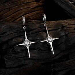 Stud Earrings Cool CZ Cross Gothic Style Silver Plated Dangle Earring Ear Clips Dark Street Women Men Pierced Punk Jewellery Gift