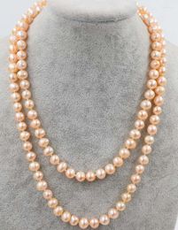 Chains Freshwater Pearl Necklace Pink 8-9mm Near Round 17" 24inch Wholesale Beads Nature