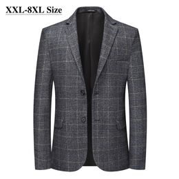 Men's Suits Blazers Autumn Men's Plaid Blazer Business Casual Suit Jacket 8XL 7XL 6XL Plus Size Office Party Wedding Dress Coat Brand Clothes 230827