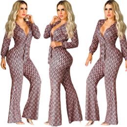 Sexy V-neck Jumpsuits Rompers Women High Waist Bandage Long Playsuits Clubwear Free Ship