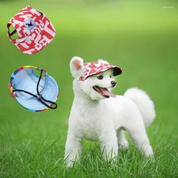 Dog Apparel Baseball Cap Casual Summer Canvas Pet Hat Adjustable With Ear Hole Decoration Accessories