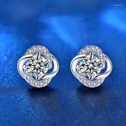 Stud Earrings 1ct 5mm Moissanite Women 925 Sterling Silver D/Green/Yellow Lab Diamond Studs White Gold Plated Pass