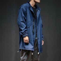 Men's Trench Coats Spring standcollar midlength denim windbreaker jacketmen's fashion brand loose jacket men's 230826