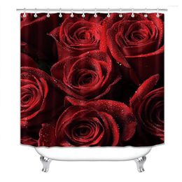 Bath Accessory Set Valentine's Day Shower Curtain Gnome Pink Heart Love Decor Polyester Fabric Waterproof Bathroom