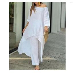 Women's Two Piece Pants Women 2 Sets Elegant Loose Top With Female Suit Clothes Lady 2023 Summer In Matching Set