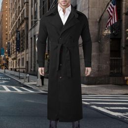 Men's Trench Coats Mens Spring And Autumn Long Solid Colour Coat Fashion Casual