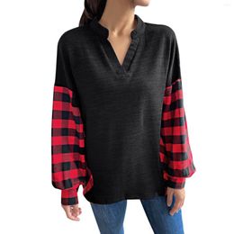 Women's T Shirts Autumn And Winter Casual Plaid Long Sleeve Top Work Blouse