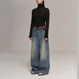 Women's Jeans Vintage washed light blue wide leg jeans genderless men and women of the same paragraph loose dragging pants 2023 spring 230826