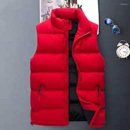 Men's Vests Men Puffer Vest Water-resistant With Stand Collar Zipper Placket For Outdoor Activities In Autumn Winter