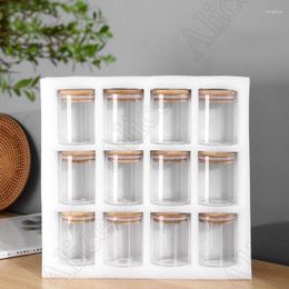 Storage Bottles Bamboo Lid Sealed Glass Jar Kitchen Cereal Dispenser Spice Heat Resistant Moisture Home Tea 180 Ml