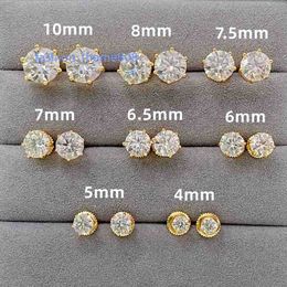 Pass Diamond Tester Classic 6 Prong Sterling Sier Moissanite Screw Back Stud Earrings