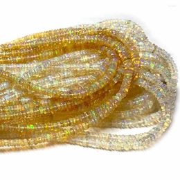Loose Gemstones Veemake White Yellow Fire Opal Rondelle Beads Jewelry Design Making Natural Crystal DIY Necklace Bracelets Earrings