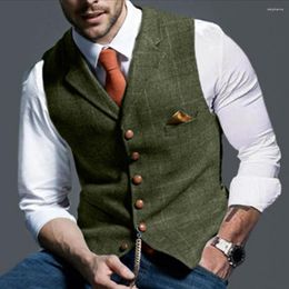 Men's Vests Mens Vest Stylish Single-breasted Business Waistcoat Slim-fit V-neck Lapel Design For Groomsmen Weddings Formal