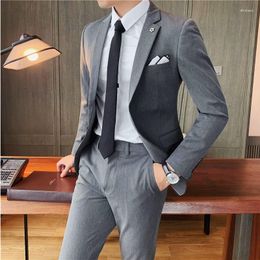 Men's Suits Plus Size 7XL 6XL Suit Jacket Pant Formal Slim Fit Business Dress Wedding Work Tuxedo Fashion Men 2 Pieces Set