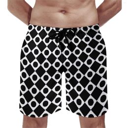 Men's Shorts Retro Mod 60s Board Summer Black And White Running Beach Short Pants Quick Drying Hawaii Graphic Plus Size Trunks