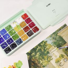 Paint With Palette and Paintbrushes Gouache Paints Set 1824colors 30ml Jelly Cup NonToxic Artist Watercolor 230826