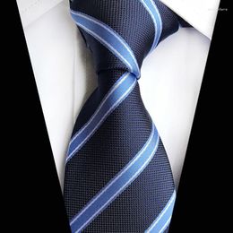 Bow Ties Blue Striped Neckties Fashion Men Business Silk Neck Tie Classic Men's Stripe Jacquard Wove Wedding Party Man Navy