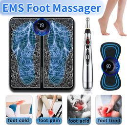 Foot Massager EMS Electric Foot Massager Pad Portable Massage Mat Relief Pain Relax Feet Acupoints Improve Blood Circulation Foot Massager 230826