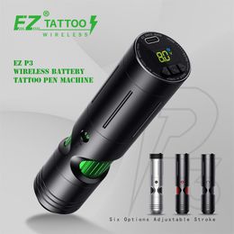 Tattoo Guns Kits EZ P3 Wireless Battery Tattoo Machine Pen Adjustable Stroke Permanent Makeup Tattoo Machine Pen for Cartridge Tattoo Needles 230826