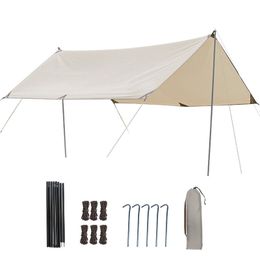 Tents and Shelters Outdoor Camping Tarp Tent Silver Coated Canopy Sunscreen Rainproof Shade Ultra light Portable Picnic Equipment 230826