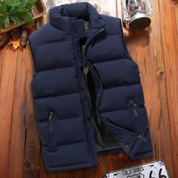 Men's Vests Water-resistant Puffer Vest Slim Fit Coat With Stand Collar Zipper Placket For Outdoor