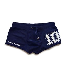 Underpants Men's Low Waist Sexy Boxer Shorts Letter Print Lanyard Quadrangle Youth Sports Swim Trunks 230826