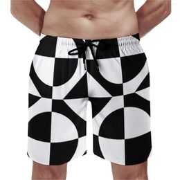 Men's Shorts Two Tone Board Summer Black White 60S Style Sportswear Beach Short Pants Quick Dry Casual Design Oversize Swimming Trunks