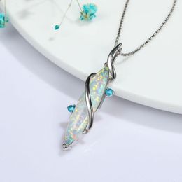 Chains Special Horse Eye White Opal Pendant Necklace For Gift