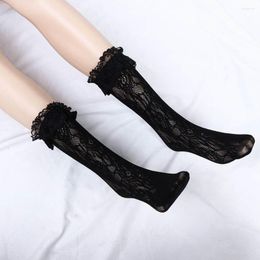 Women Socks Sexy Summer Princess Lace Elastic Fishnet Floral Ruffle Ankle Short