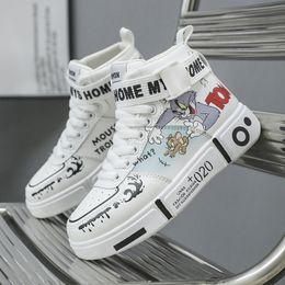 Dress Shoes Fashion Cartoon Skateboard Kids Boy Lace Up Antiskid Sports Women Platform Leather Casual Anime Sneakers Male 230825