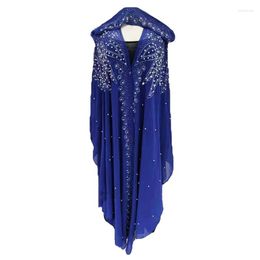 Ethnic Clothing 2023 Product Muslim Chiffon Dress African Vestidos Women's Diamond Hooded Loose Robe Boubou Africain Femme Rich Bazin