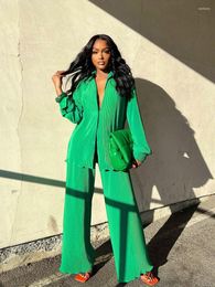 Women's Two Piece Pants Spring FashionTwo Set Long Sleeve Shirt Tops And Wide Leg Sexy Elegant Tracksuit Sweatsuit Fitness Outfits