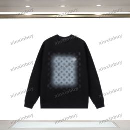 xinxinbuy Men women designer Sweatshirt Paris Gradient Letter Printing pattern sweater green Grey blue black white S-2XL