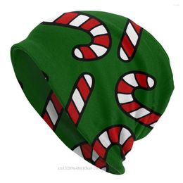 Berets Candy Cane Pattern Dark Green Bonnet Homme Outdoor Thin Hat Skullies Beanies Caps For Men Women Novelty Fabric Hats