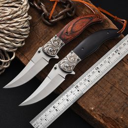 Outdoor Folding Knife Stainless Steel Blades Camping Hunting Pocket Knife WOOD EDC Cutter Cultery