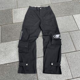 Women's Pants Capris Y2K Black Retro Skull Printing Cargo Pants Harajuku Streetwear Multiple Pockets Wide Leg Straight Trousers Women Loose Jeans 230826