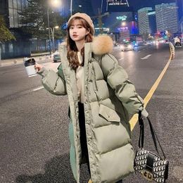 Women's Trench Coats 2023 Winter Down Padded Jacket Parkas Thicken Long Hooded Female Women Loose Big Fur Collar Coat