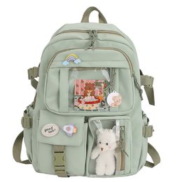 School Bags Kawaii Aesthetic Women Backpack Bag for Teen Girls Japanese Korean Rucksack Student Bookbags with Cute Accessor Mochila 230826