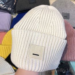 Winter hat designer beanie hats designers women AC square smiley face wool knitted high version female pullover wool hat casual warm elastic fitted caps